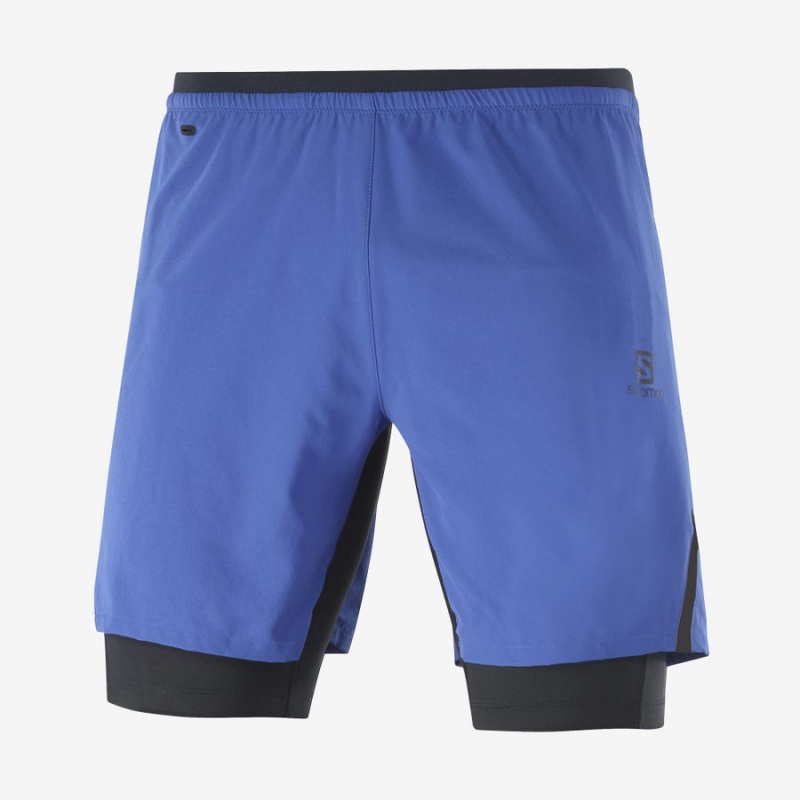 Men's Salomon CROSS TWINSKIN Shorts Blue | IN2472MQZ