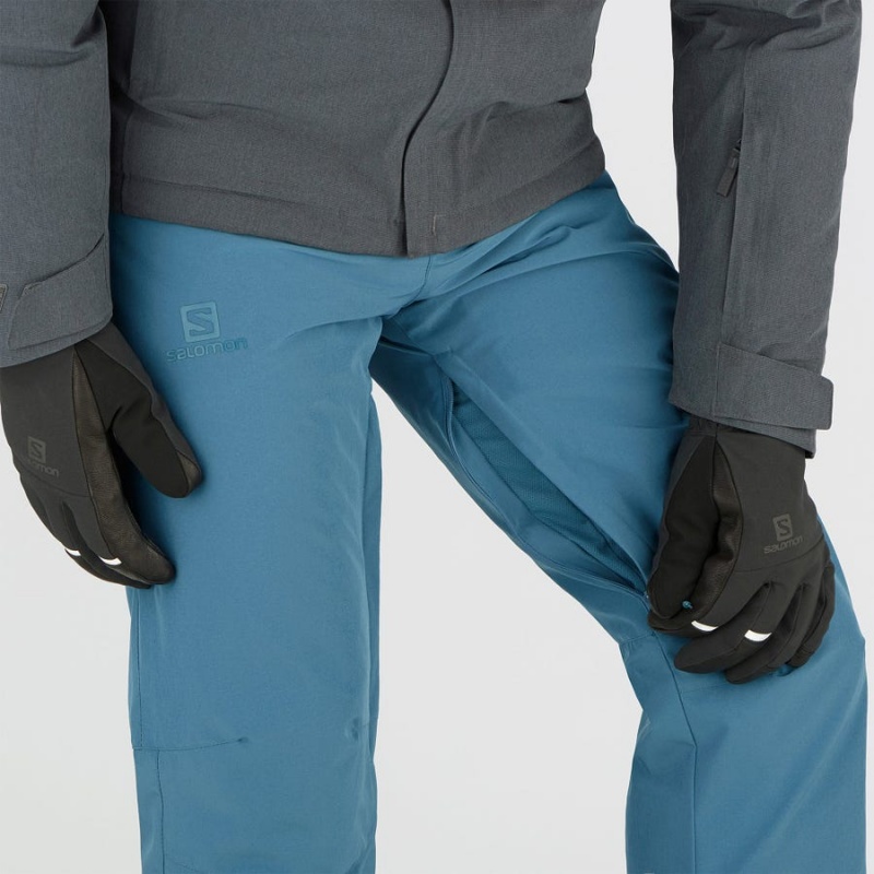 Men's Salomon EDGE Ski Pants Blue | IN2481JPQ