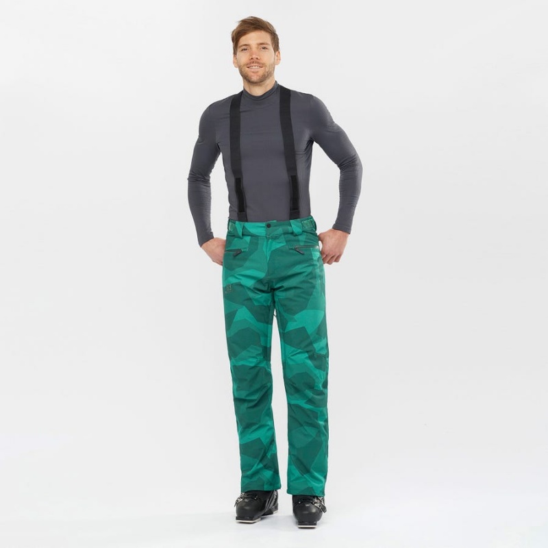 Men's Salomon EDGE Ski Pants Green | IN2482AHK