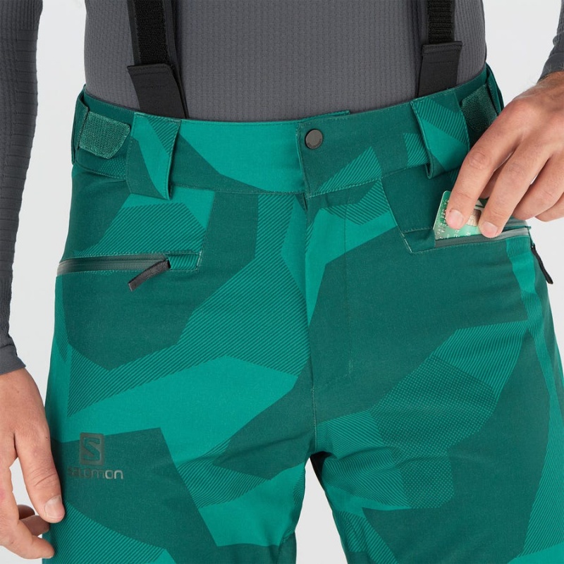 Men's Salomon EDGE Ski Pants Green | IN2482AHK