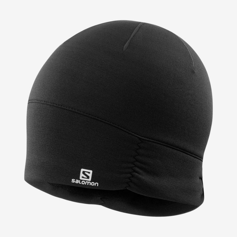 Men\'s Salomon ELEVATE WARM Hats Black | IN2613AHK