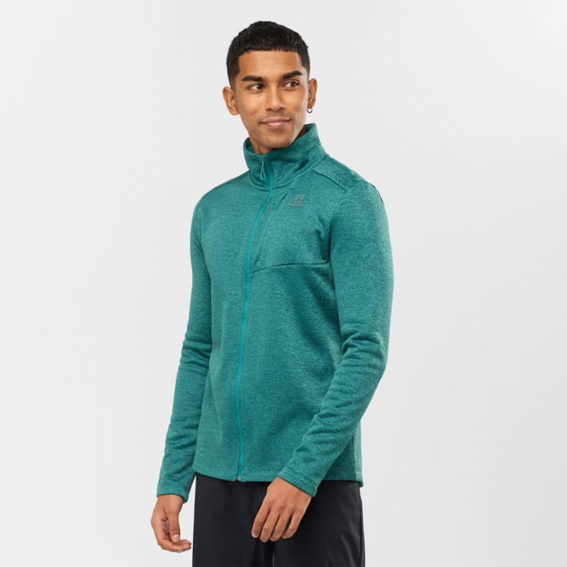 Men's Salomon ESSENTIAL LIGHTWARM HEATHER Hoodie Green | IN2424SGL