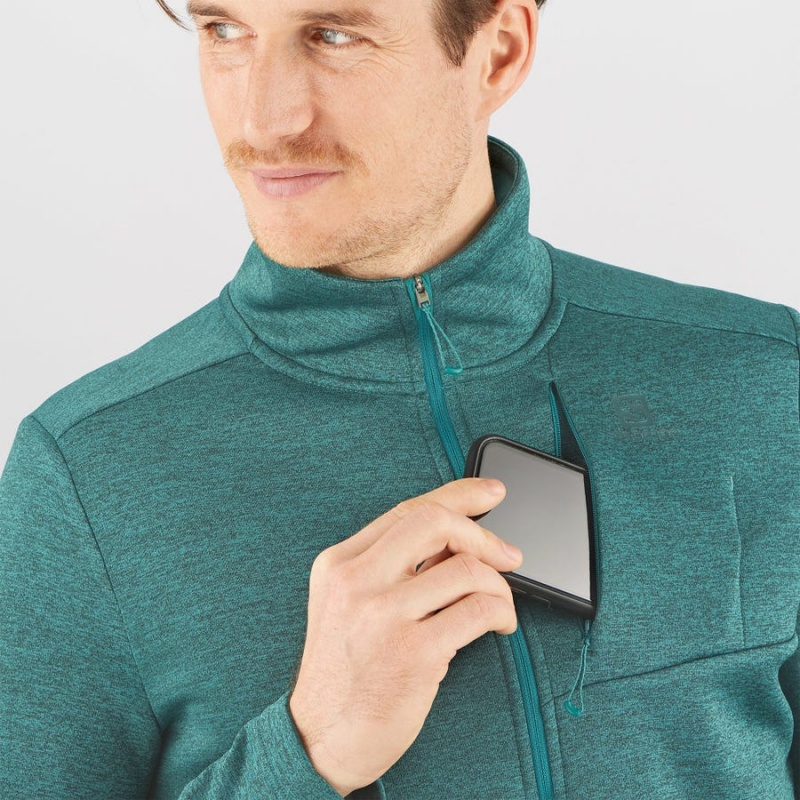 Men's Salomon ESSENTIAL LIGHTWARM HEATHER Hoodie Green | IN2424SGL