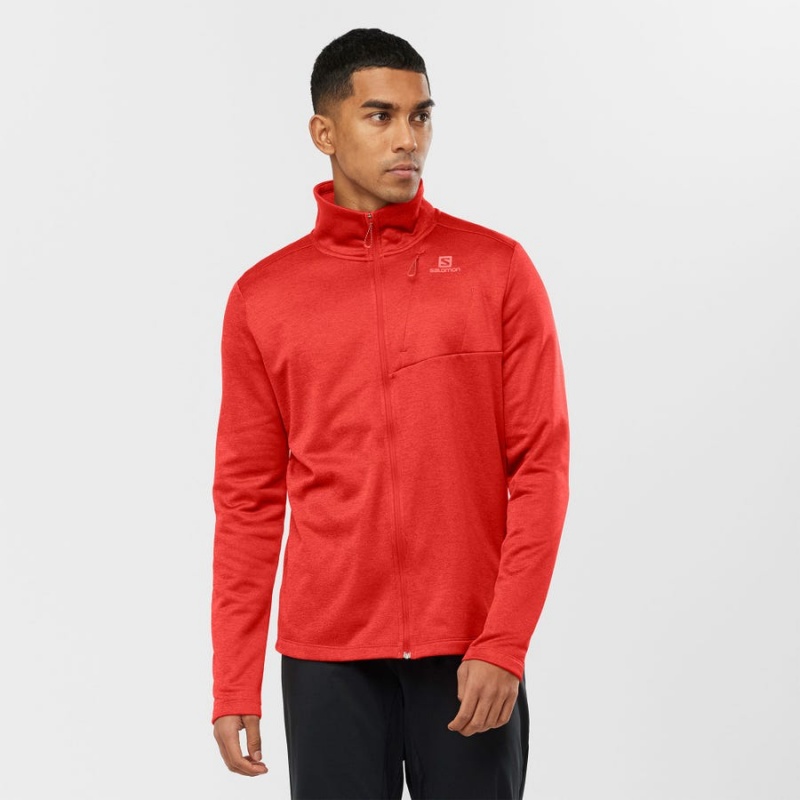 Men's Salomon ESSENTIAL LIGHTWARM HEATHER Hoodie Red | IN2425DFM