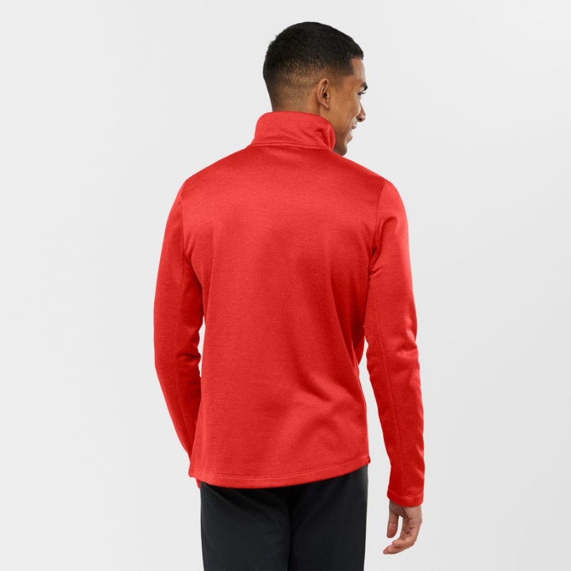 Men's Salomon ESSENTIAL LIGHTWARM HEATHER Hoodie Red | IN2425DFM