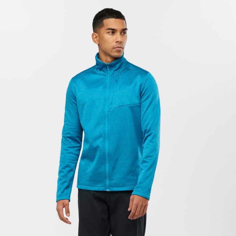 Men's Salomon ESSENTIAL LIGHTWARM HEATHER Hoodie Blue | IN2426FDN