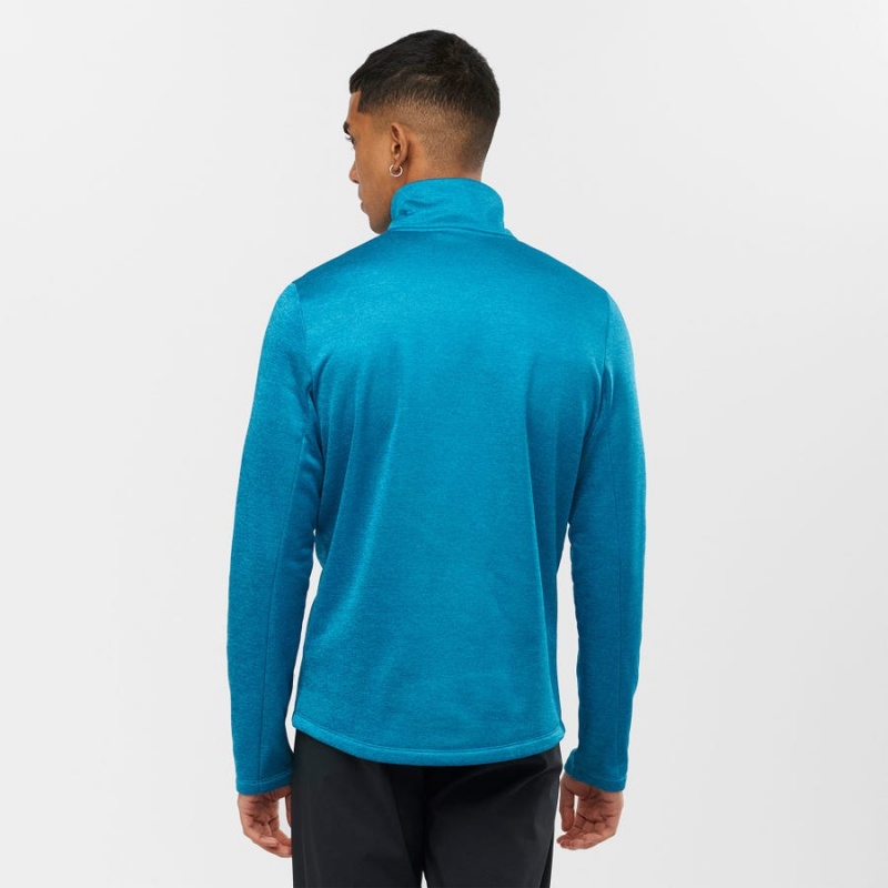 Men's Salomon ESSENTIAL LIGHTWARM HEATHER Hoodie Blue | IN2426FDN