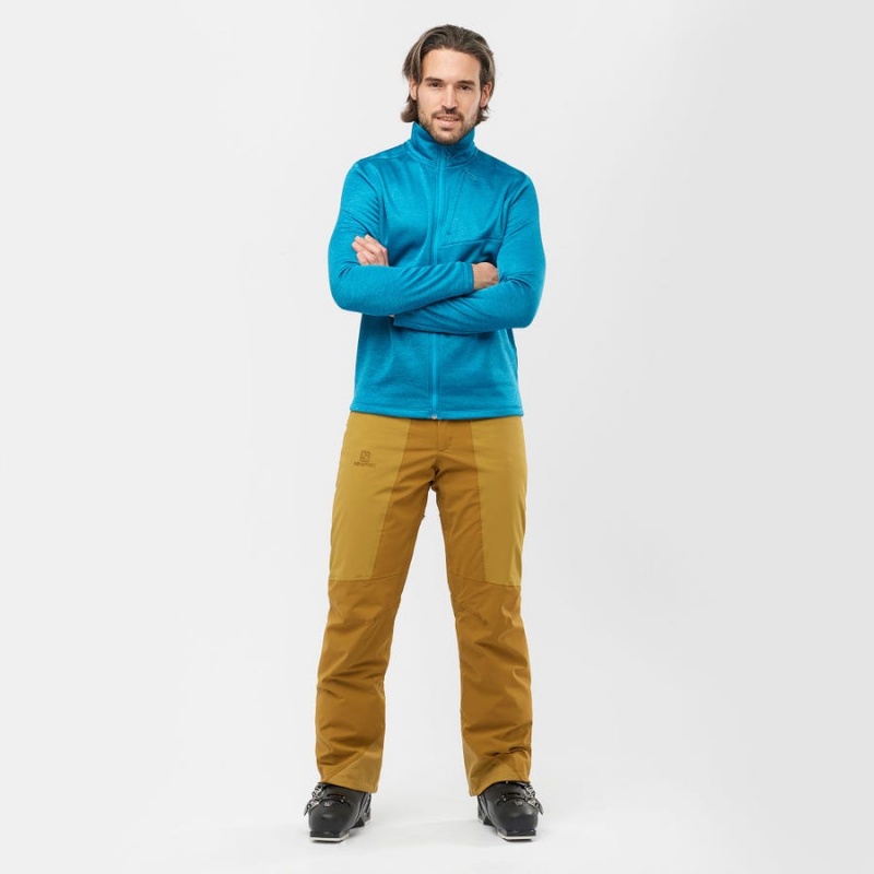 Men's Salomon ESSENTIAL LIGHTWARM HEATHER Hoodie Blue | IN2426FDN