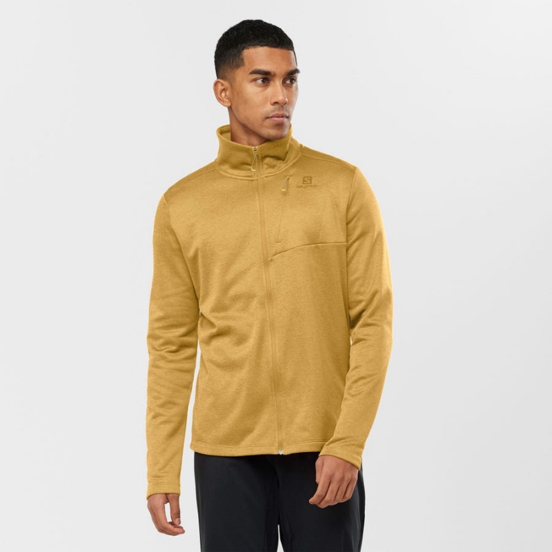 Men's Salomon ESSENTIAL LIGHTWARM HEATHER Hoodie Yellow | IN2427GSO