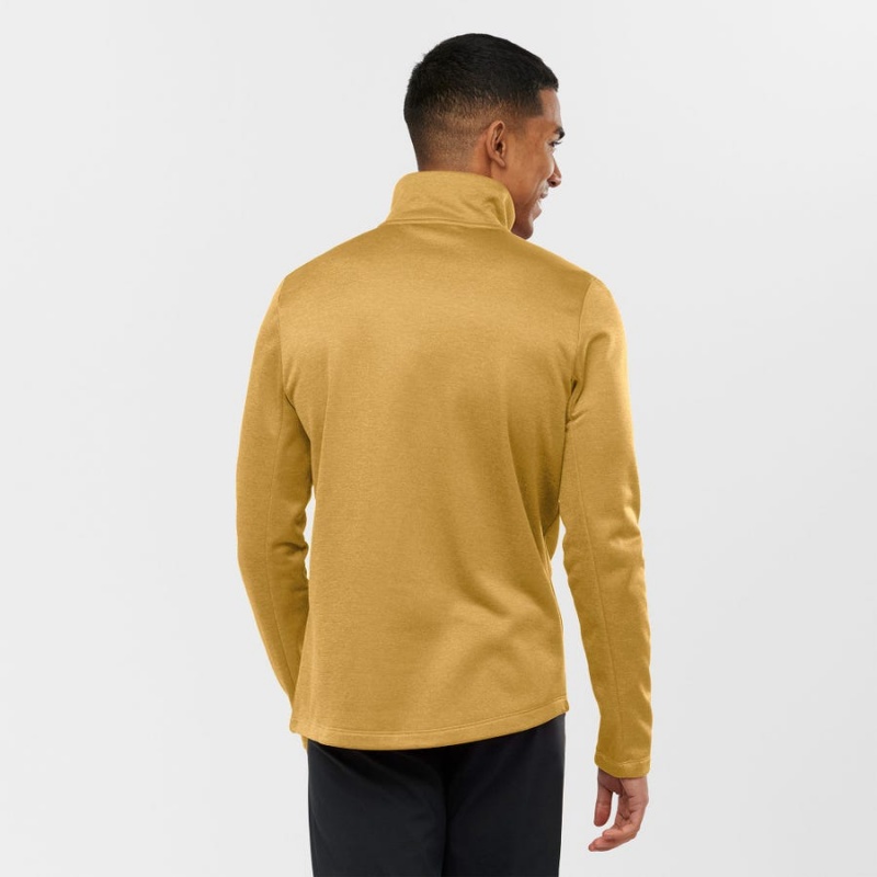 Men's Salomon ESSENTIAL LIGHTWARM HEATHER Hoodie Yellow | IN2427GSO