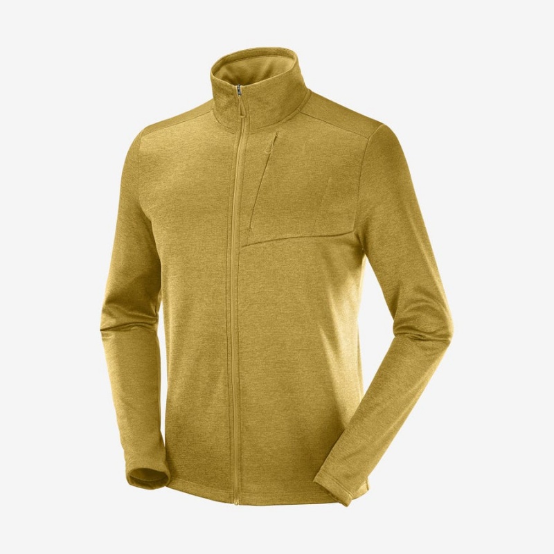 Men\'s Salomon ESSENTIAL LIGHTWARM HEATHER Hoodie Yellow | IN2427GSO