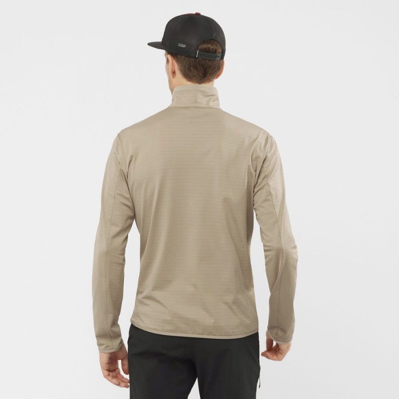 Men's Salomon ESSENTIAL LIGHTWARM Hoodie Beige | IN2422WNB