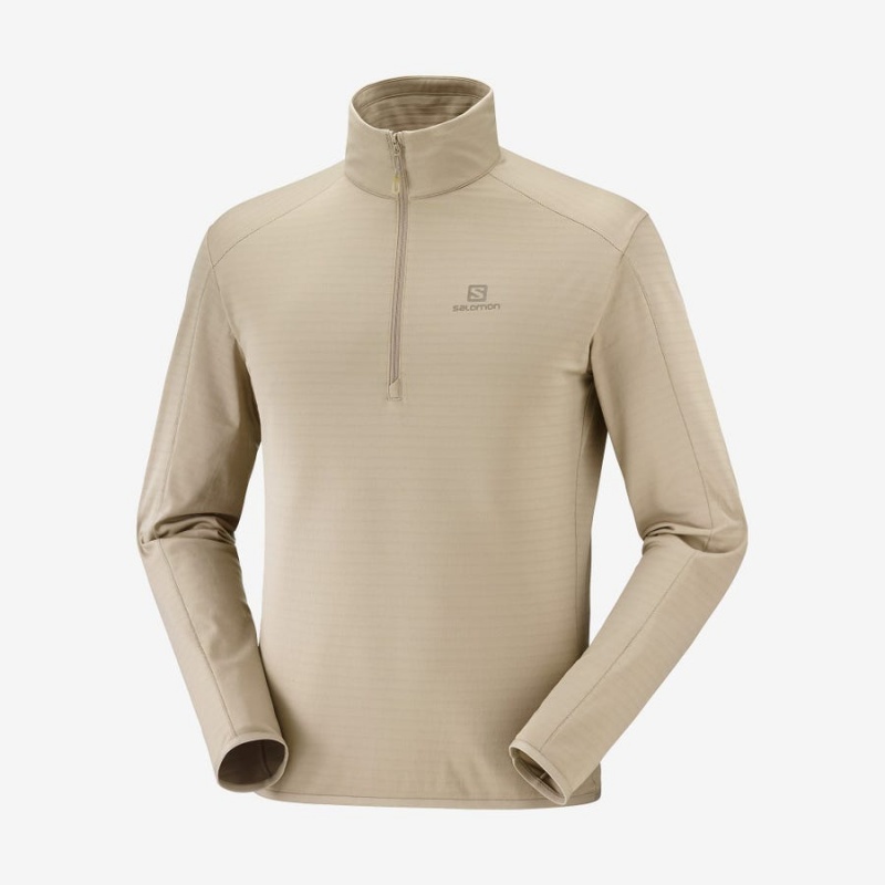 Men\'s Salomon ESSENTIAL LIGHTWARM Hoodie Beige | IN2422WNB