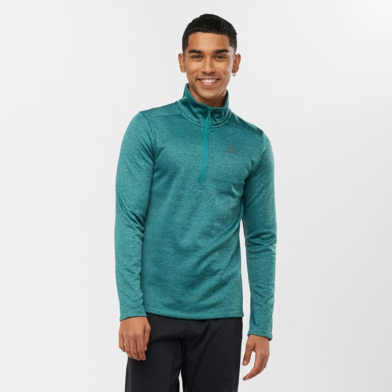 Men's Salomon ESSENTIAL LIGHTWARM SEAMLESS Hoodie Green | IN2417VRW