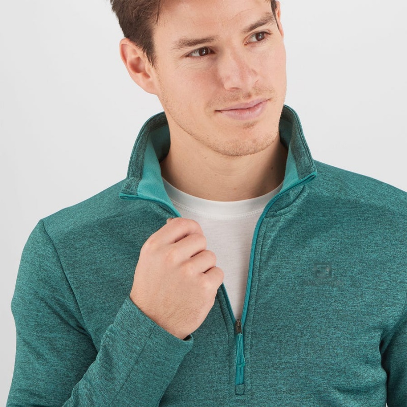 Men's Salomon ESSENTIAL LIGHTWARM SEAMLESS Hoodie Green | IN2417VRW