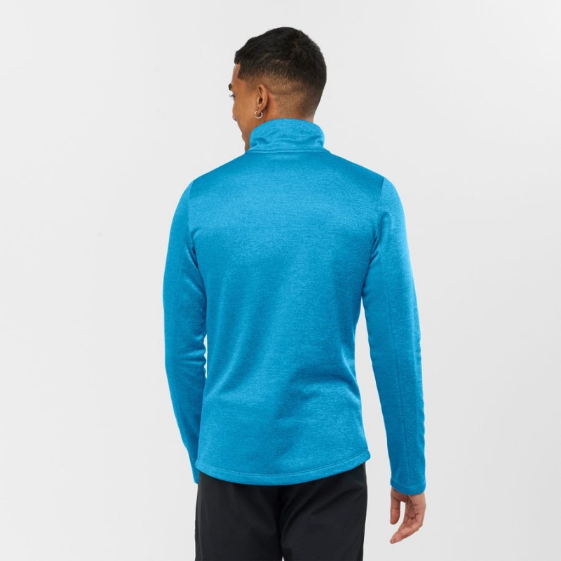 Men's Salomon ESSENTIAL LIGHTWARM SEAMLESS Hoodie Blue | IN2418BEX