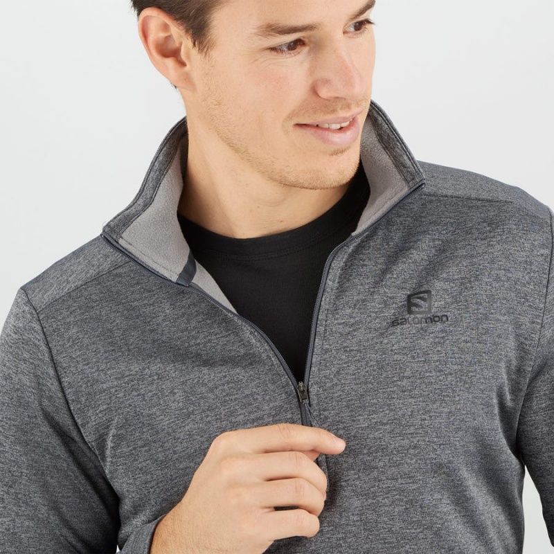 Men's Salomon ESSENTIAL LIGHTWARM SEAMLESS Hoodie Grey | IN2419NWY