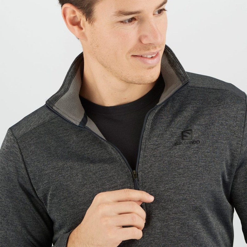 Men's Salomon ESSENTIAL LIGHTWARM SEAMLESS Hoodie Black | IN2421QMA