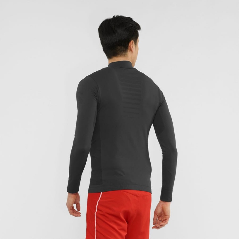 Men's Salomon ESSENTIAL SEAMLESS Hoodie Black | IN2407DFM