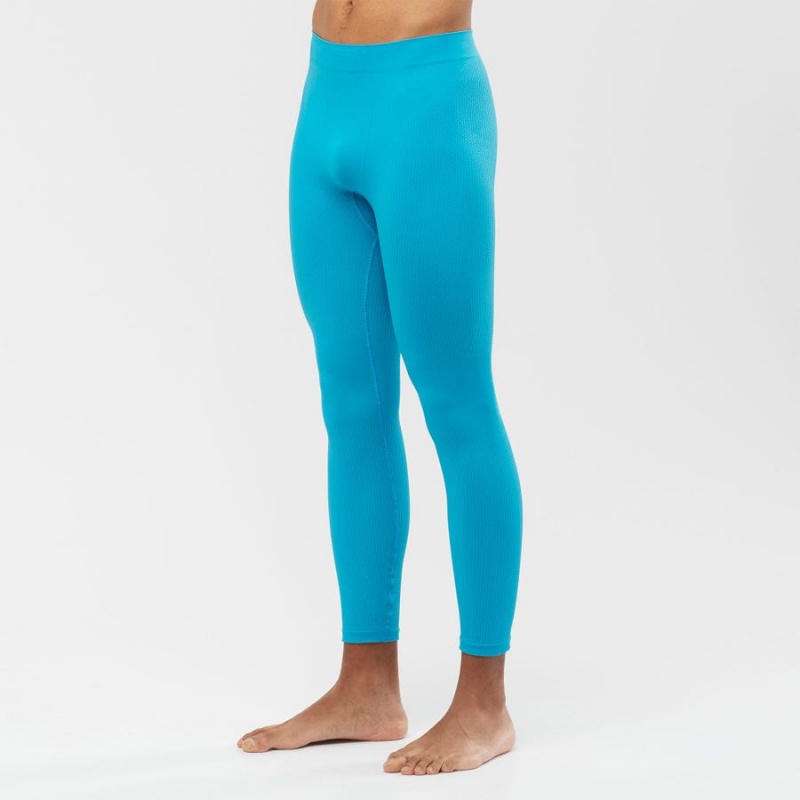 Men's Salomon ESSENTIAL SEAMLESS Pants Blue | IN2433FDN