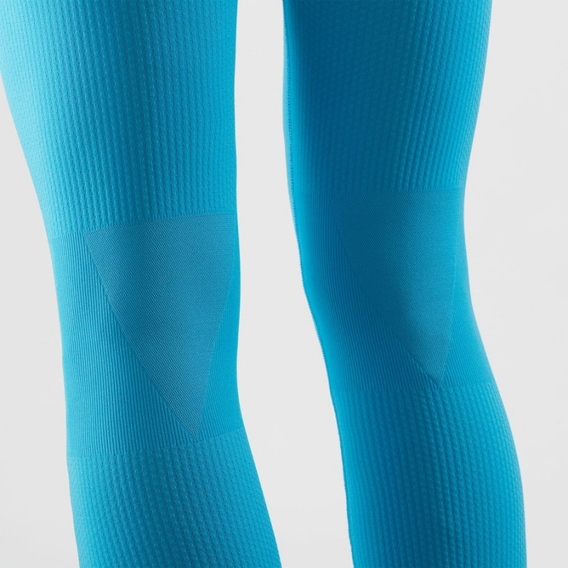 Men's Salomon ESSENTIAL SEAMLESS Pants Blue | IN2433FDN