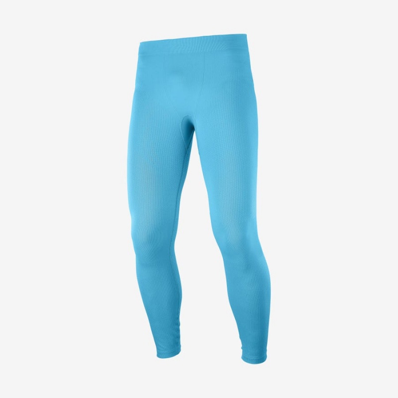 Men\'s Salomon ESSENTIAL SEAMLESS Pants Blue | IN2433FDN