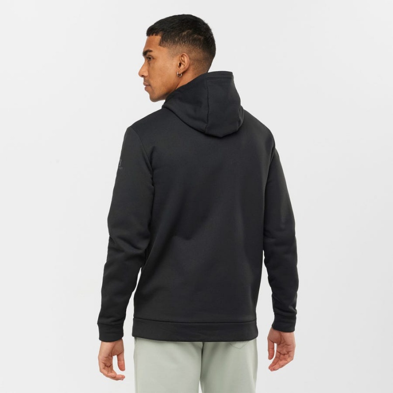 Men's Salomon ESSENTIAL WARM FLEECE Hoodie Black | IN2428HAP