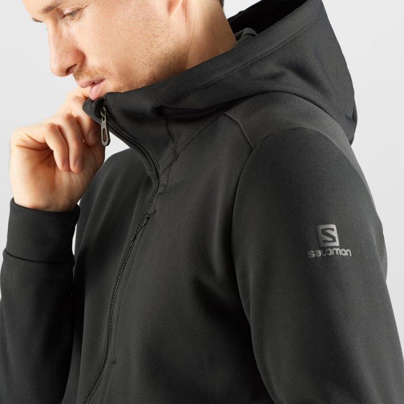 Men's Salomon ESSENTIAL WARM FLEECE Hoodie Black | IN2428HAP