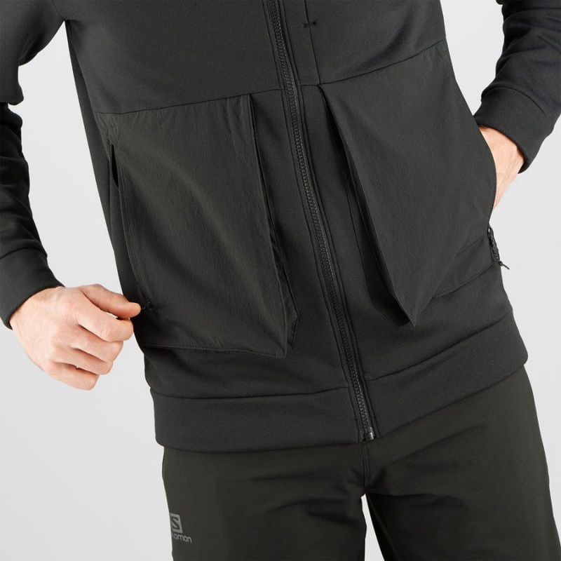 Men's Salomon ESSENTIAL WARM FLEECE Hoodie Black | IN2428HAP