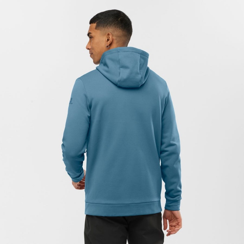 Men's Salomon ESSENTIAL WARM FLEECE Hoodie Blue | IN2430AHK