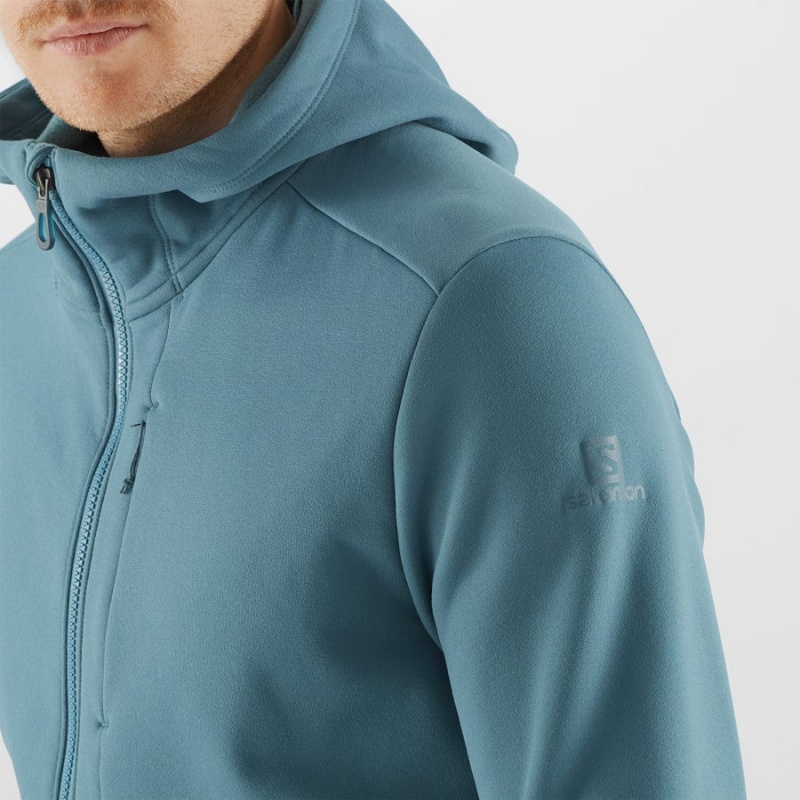 Men's Salomon ESSENTIAL WARM FLEECE Hoodie Blue | IN2430AHK