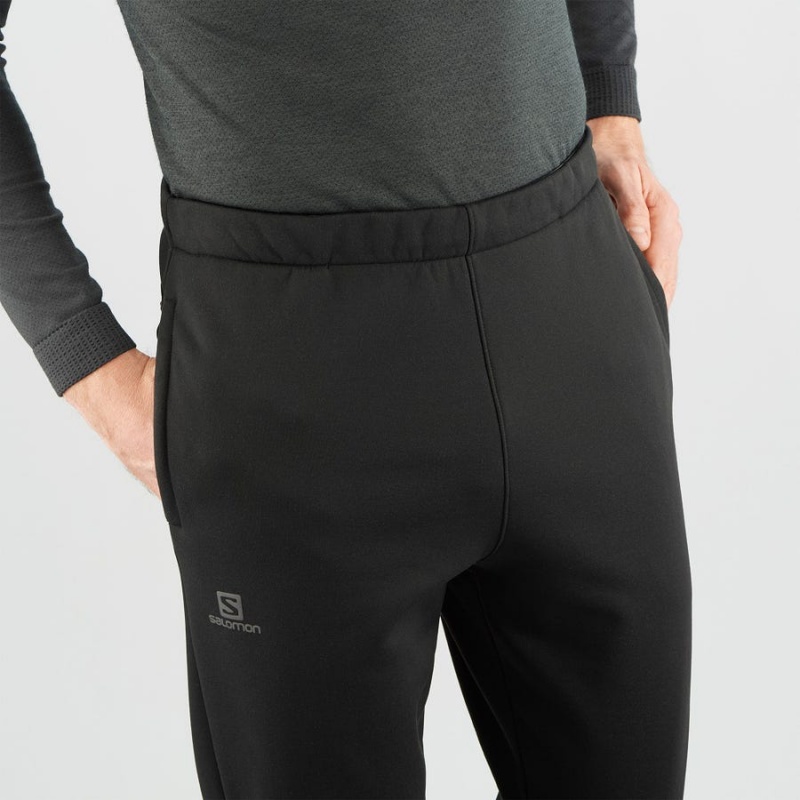 Men's Salomon ESSENTIAL WARM FLEECE Pants Black | IN2435HAP