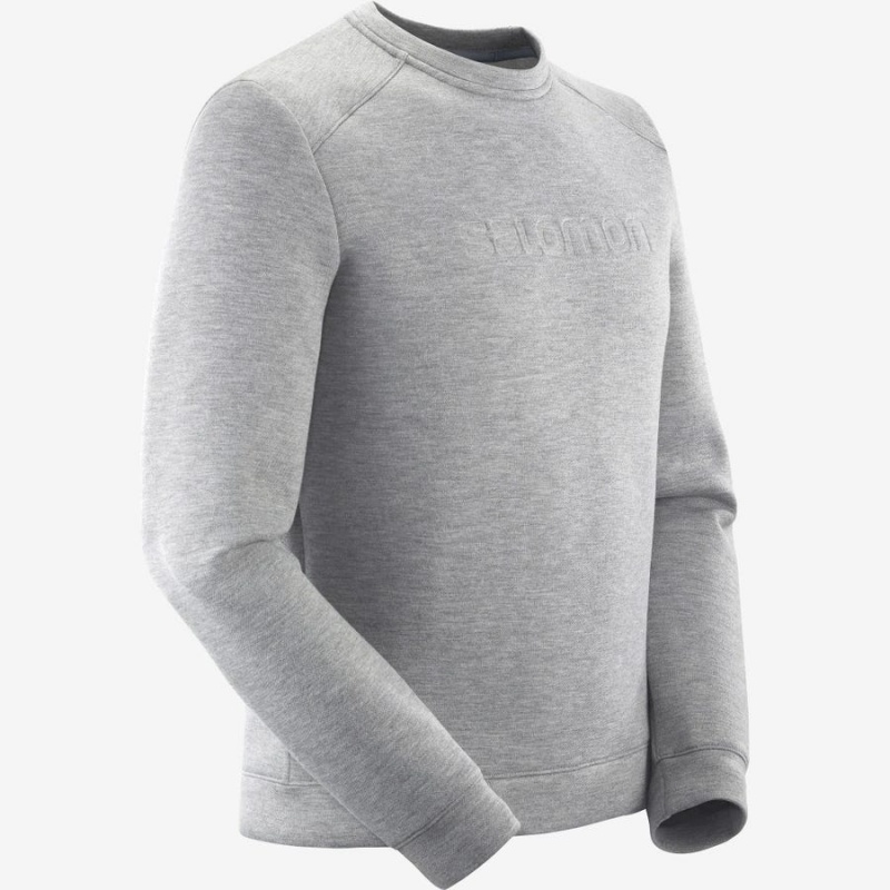 Men's Salomon ESSENTIAL WARM Hoodie Grey | IN2406SGL