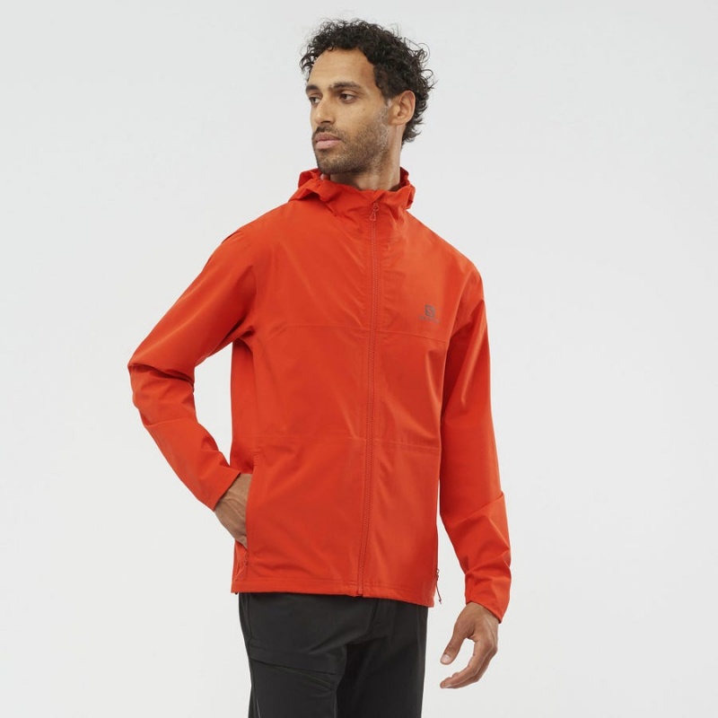 Men's Salomon ESSENTIAL WATERPROOF 2.5L Jackets Orange | IN2338GSO