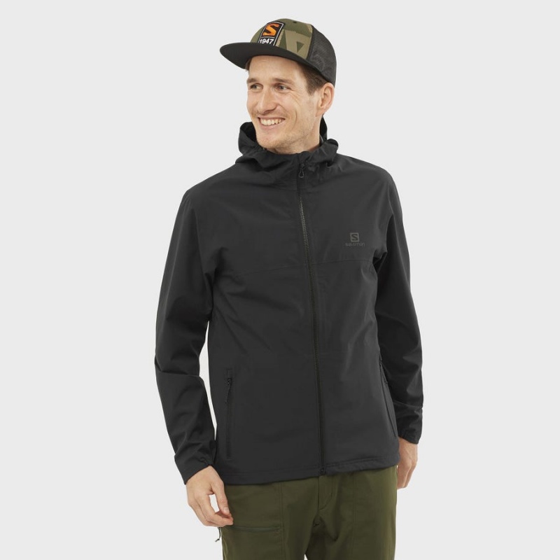 Men's Salomon ESSENTIAL WATERPROOF 2.5L Jackets Black | IN2339HAP