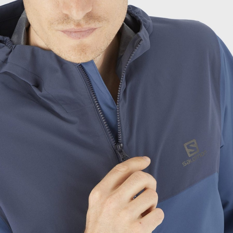 Men's Salomon ESSENTIAL WATERPROOF 2.5L Jackets Blue | IN2340JPQ