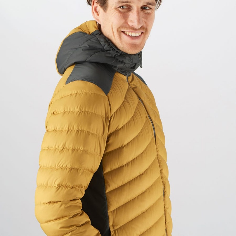 Men's Salomon ESSENTIAL XWARM DOWN INSULATED Jackets Yellow | IN2322MQZ