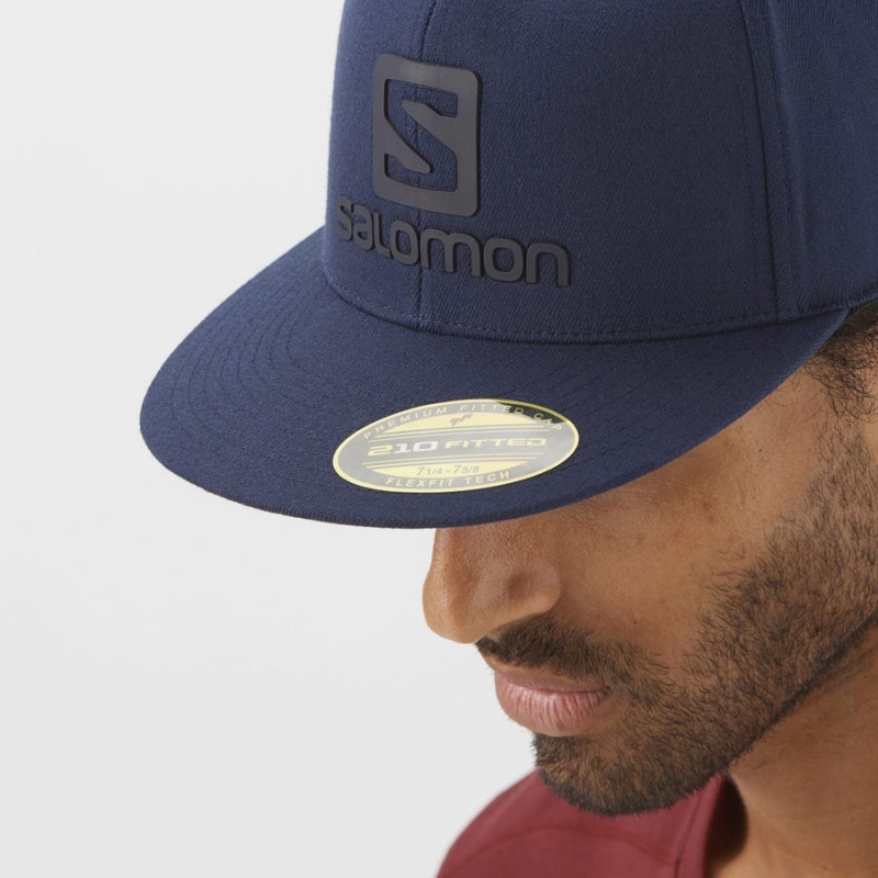 Men's Salomon LOGO CAP FLEXFIT® Hats Blue | IN2656EBC