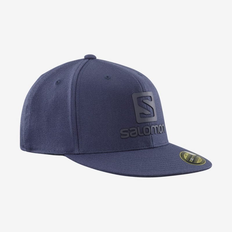 Men\'s Salomon LOGO CAP FLEXFIT® Hats Blue | IN2656EBC