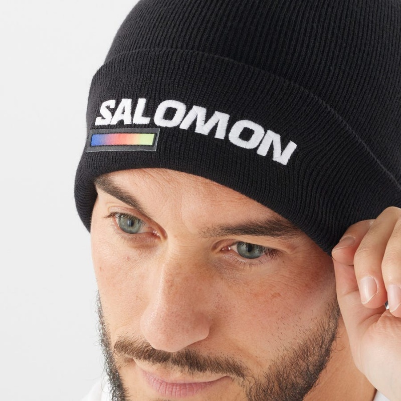 Men's Salomon OUTLIFE LOGO Hats Black | IN2637JPQ