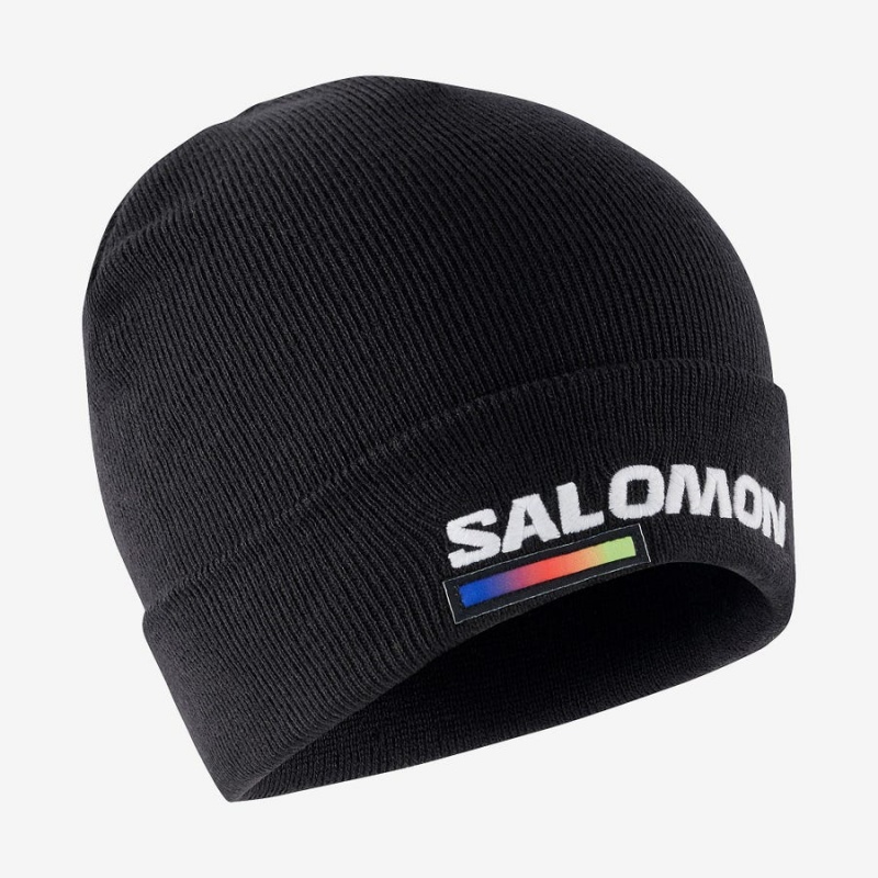 Men\'s Salomon OUTLIFE LOGO Hats Black | IN2637JPQ