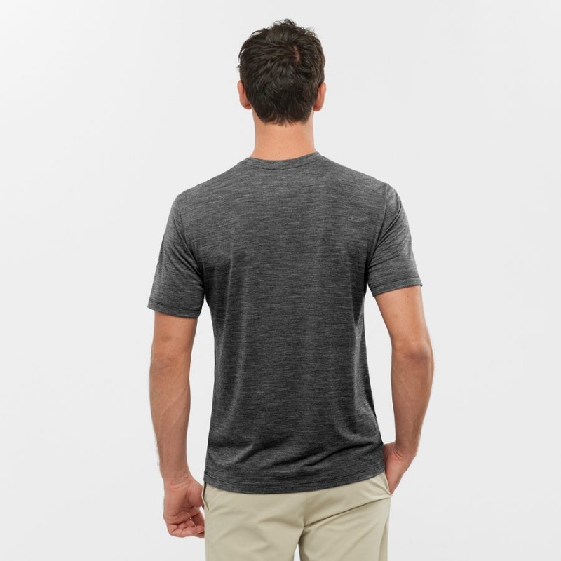 Men's Salomon OUTLIFE MERINO BLEND T Shirts Black | IN2404AHK