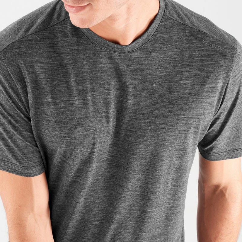 Men's Salomon OUTLIFE MERINO BLEND T Shirts Black | IN2404AHK