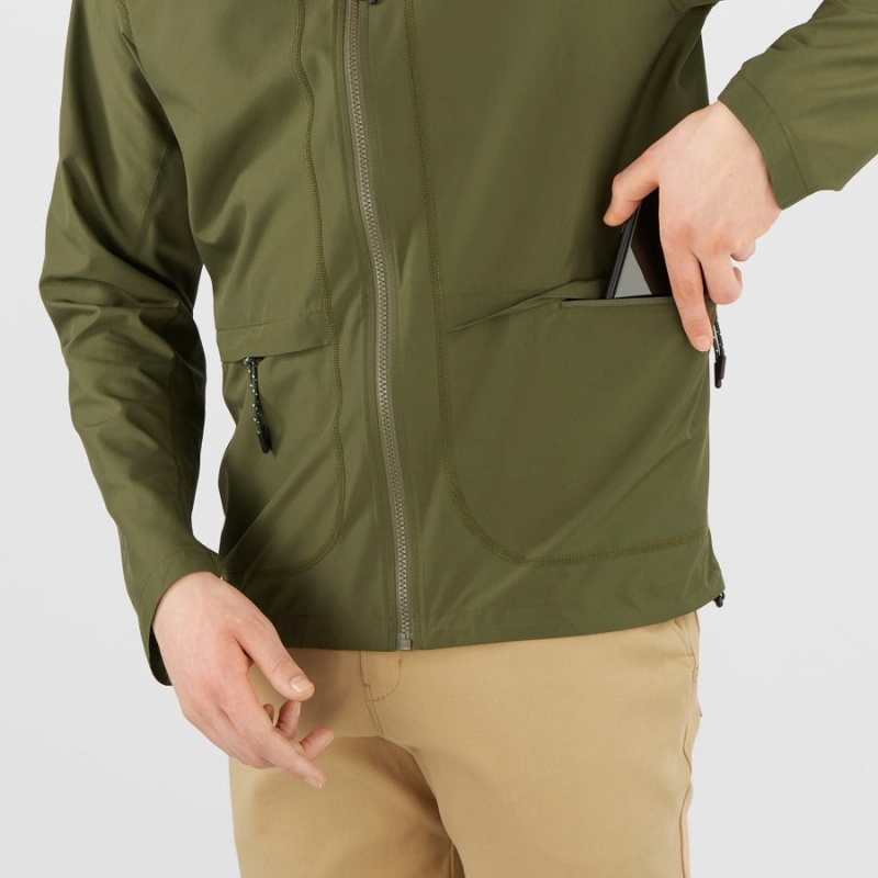 Men's Salomon OUTLIFE PACKABLE SHELL U WINDBREAKERS Jackets Olive | IN2353SGL