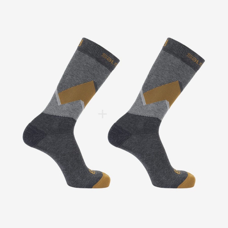 Men's Salomon OUTLINE CREW 2-PACK Socks Black | IN2679NWY