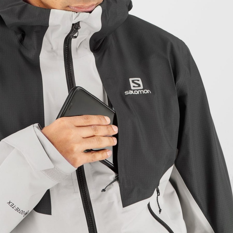 Men's Salomon OUTLINE GORE-TEX HYBRID Jackets Black / Grey | IN2336DFM