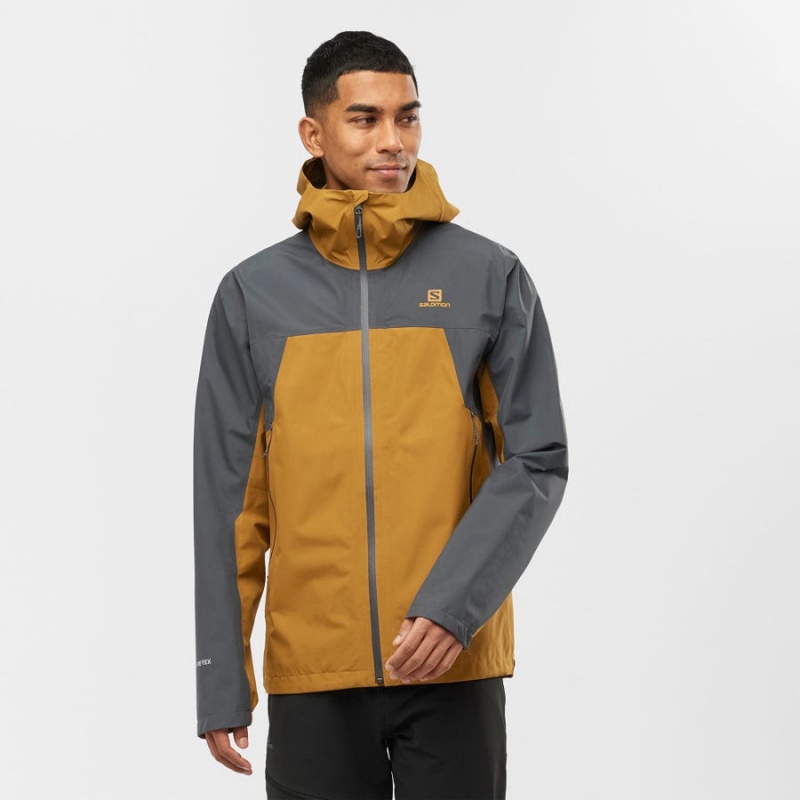 Men's Salomon OUTLINE GORE-TEX WATERPROOF 2.5 LAYERS Jackets Yellow | IN2341KOR