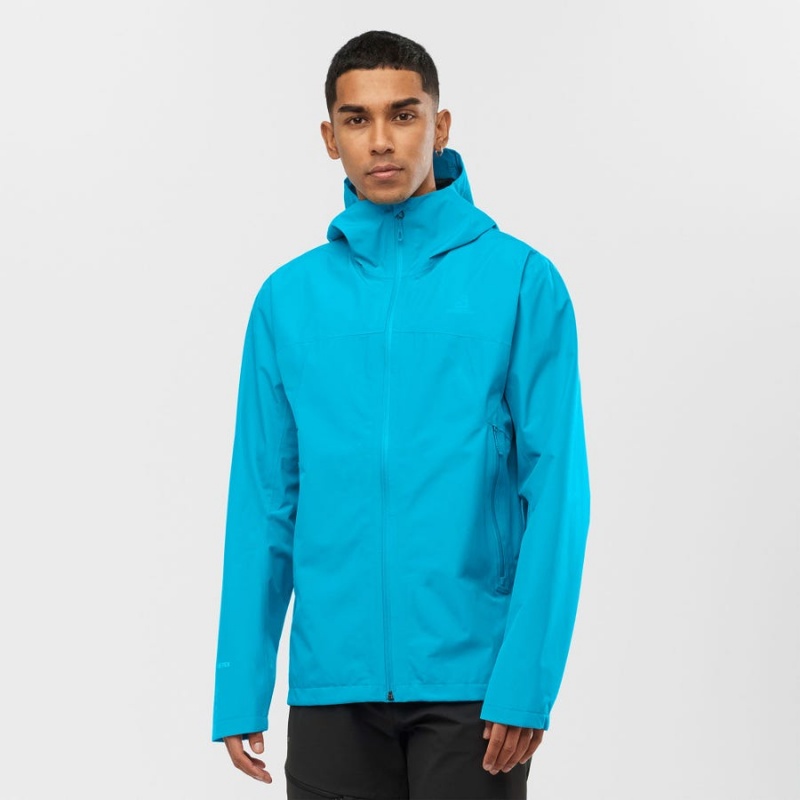 Men's Salomon OUTLINE GORE-TEX WATERPROOF 2.5 LAYERS Jackets Blue | IN2342LIS