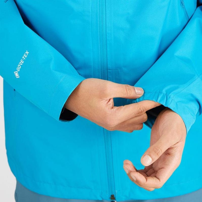 Men's Salomon OUTLINE GORE-TEX WATERPROOF 2.5 LAYERS Jackets Blue | IN2342LIS