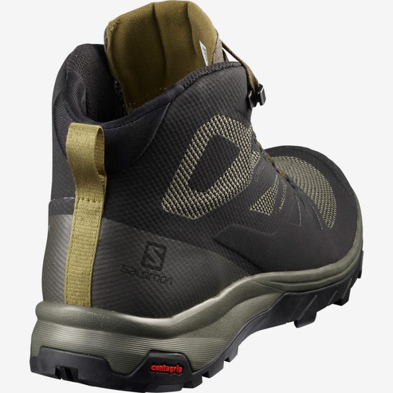 Men's Salomon OUTLINE MID GORE-TEX Hiking Shoes Olive / Black | IN2028HAP